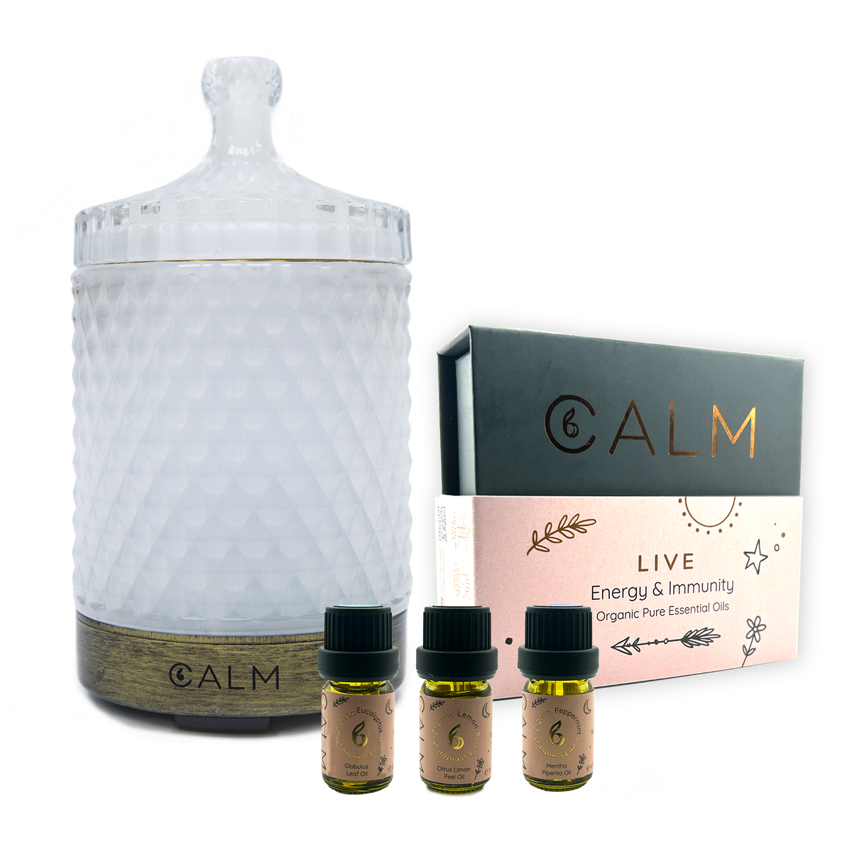 Aroma Diffuser with our Live Calm Oil Set - Energy & Immunity Boost – B ...