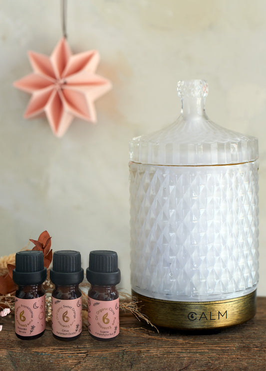Aroma Diffuser with Festive Calm Essential Oil Trio – Christmas Gift Set