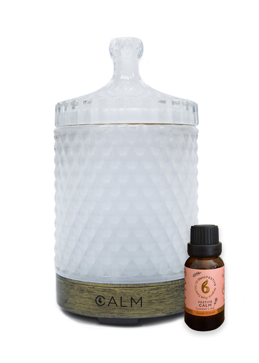 Aroma Diffuser with Festive Calm Essential Oil Blend – Christmas Gift Set