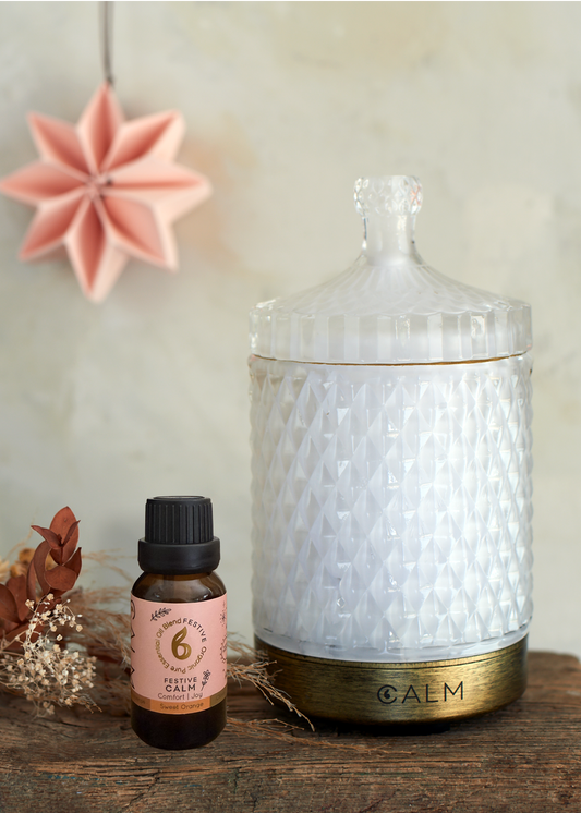 Aroma Diffuser with Festive Calm Essential Oil Blend – Christmas Gift Set