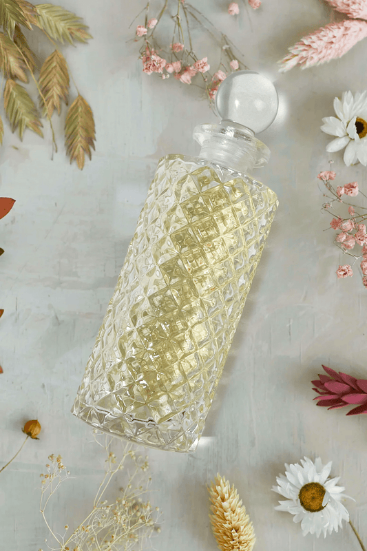 Cut Glass Body Oil Bottle
