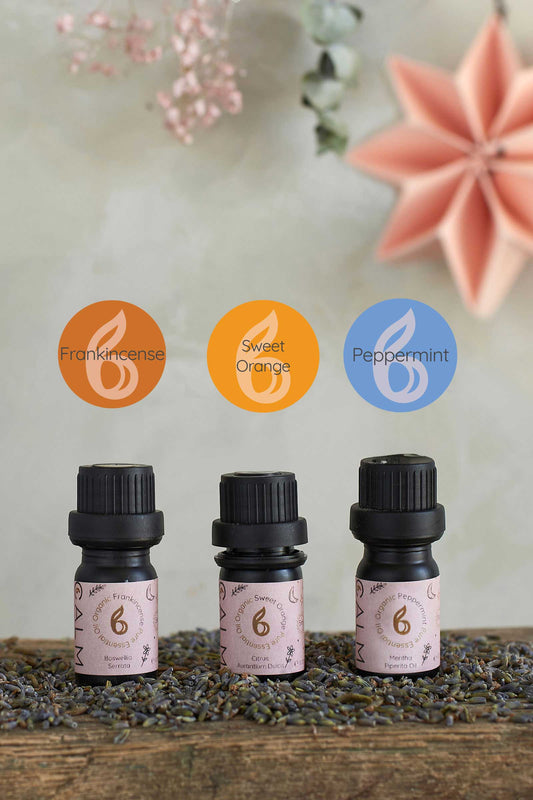 Festive Calm Trio | Frankincense, Peppermint & Orange Essential Oil Gift Set